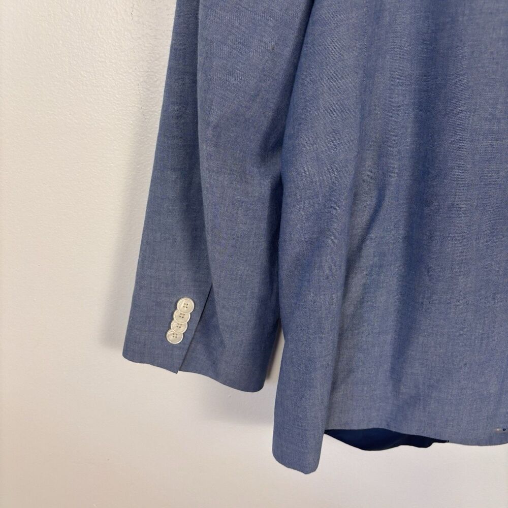 Tommy Hilfiger 46R Blue 100% Cotton Two Button Blazer Sport Coat Jacket FLAWED - Picture 6 of 11
